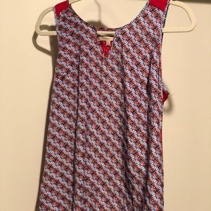Red, white, and blue tank with lace back detail